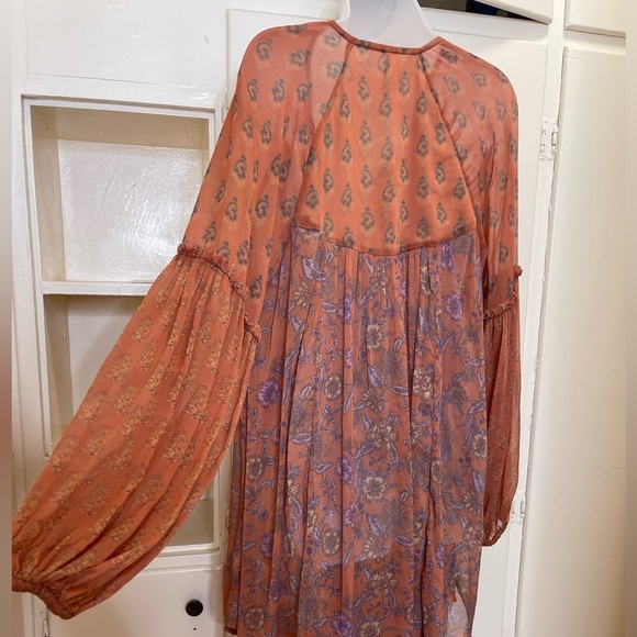 Free People Sheer Bell Long Sleeves MultiColored Kimono Overlay 3/4 Size… - Picture 8 of 16
